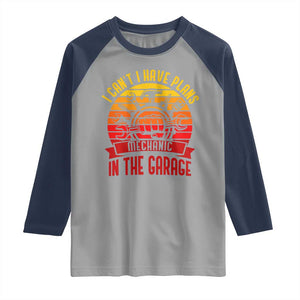 Funny Car Mechanic Raglan Shirt I Cant I Have Plans In The Garage TS14 Sport Gray Navy Print Your Wear