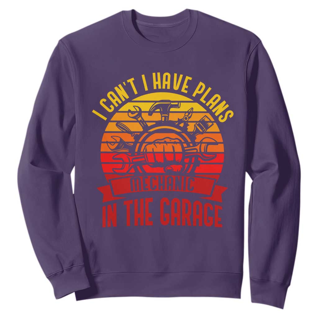 Funny Car Mechanic Sweatshirt I Cant I Have Plans In The Garage TS14 Purple Print Your Wear