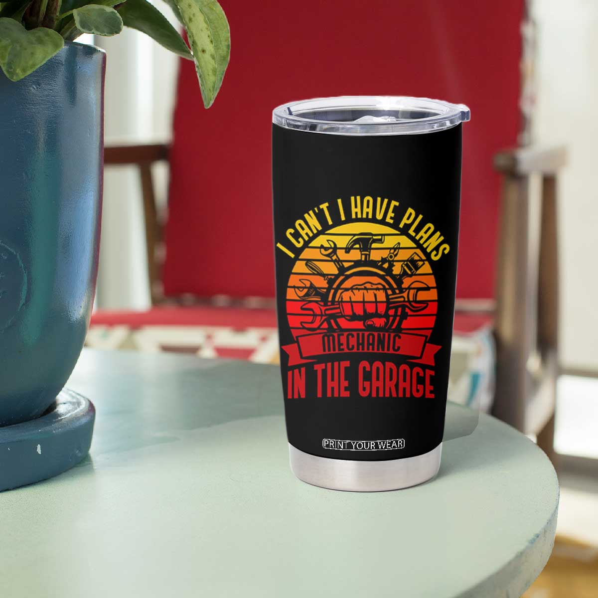 Funny Car Mechanic Tumbler Cup I Cant I Have Plans In The Garage TS14 Print Your Wear