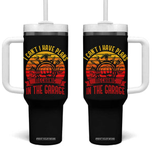 Funny Car Mechanic Tumbler With Handle I Cant I Have Plans In The Garage TS14 One Size: 40 oz Black Print Your Wear