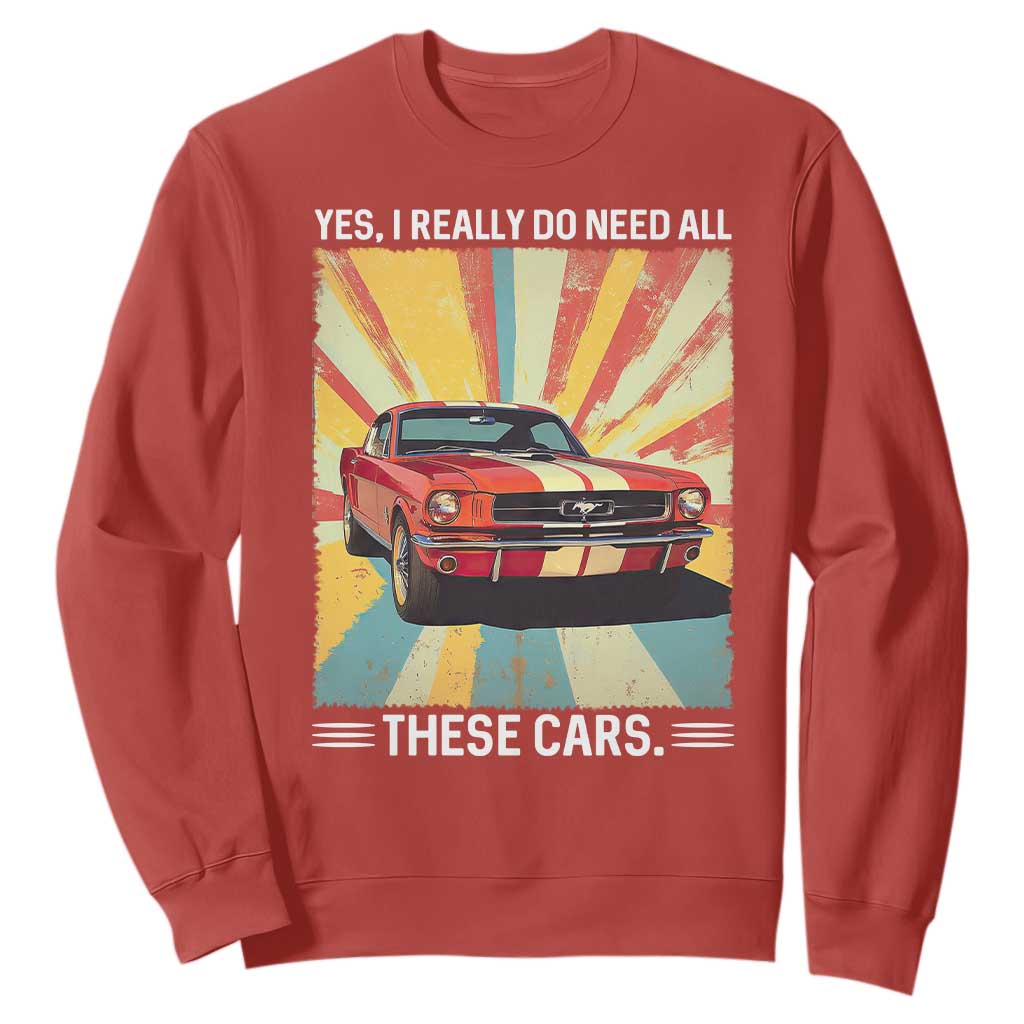 Funny Garage Mechanic Sweatshirt Yes I Really Do Need All These Cars TS14 Red Print Your Wear