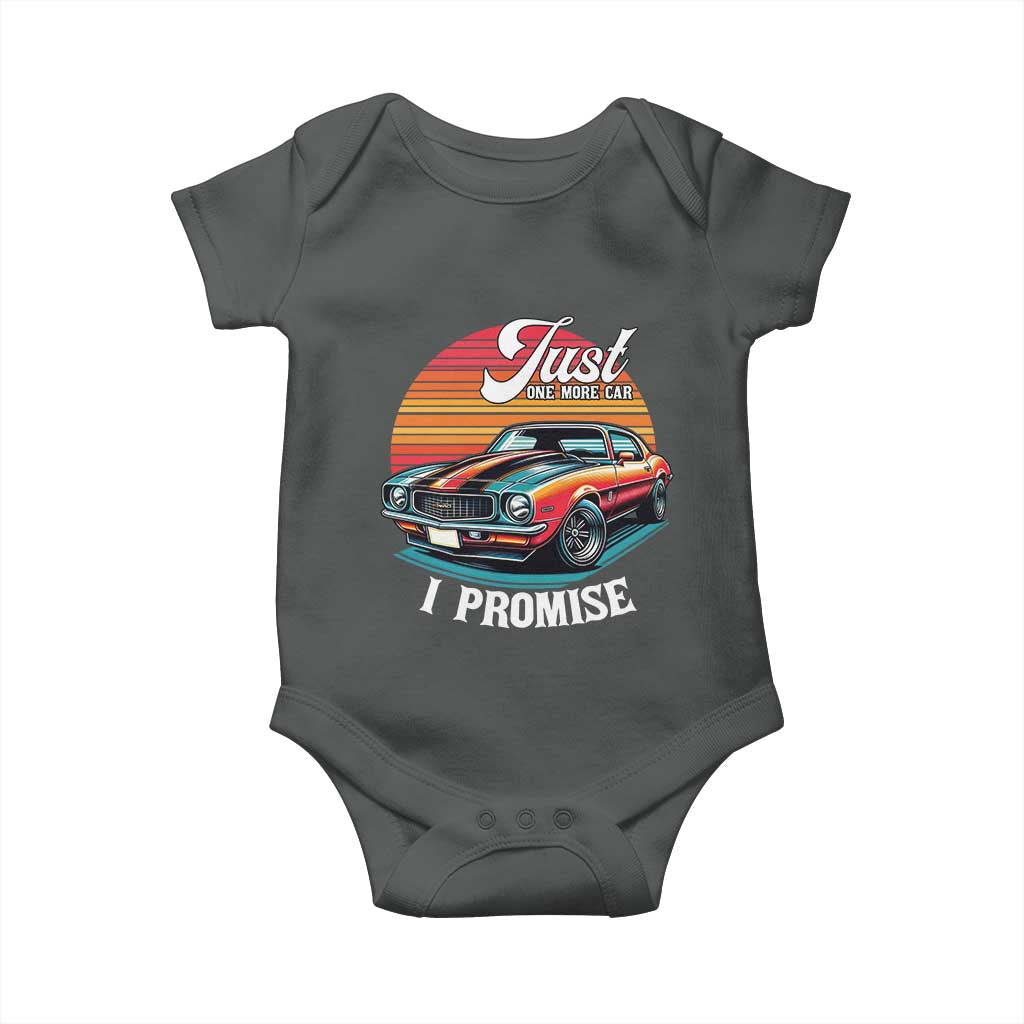 Funny Car Enthusiast Baby Onesie Just One More Car I Promise TS14 Dark Heather Print Your Wear