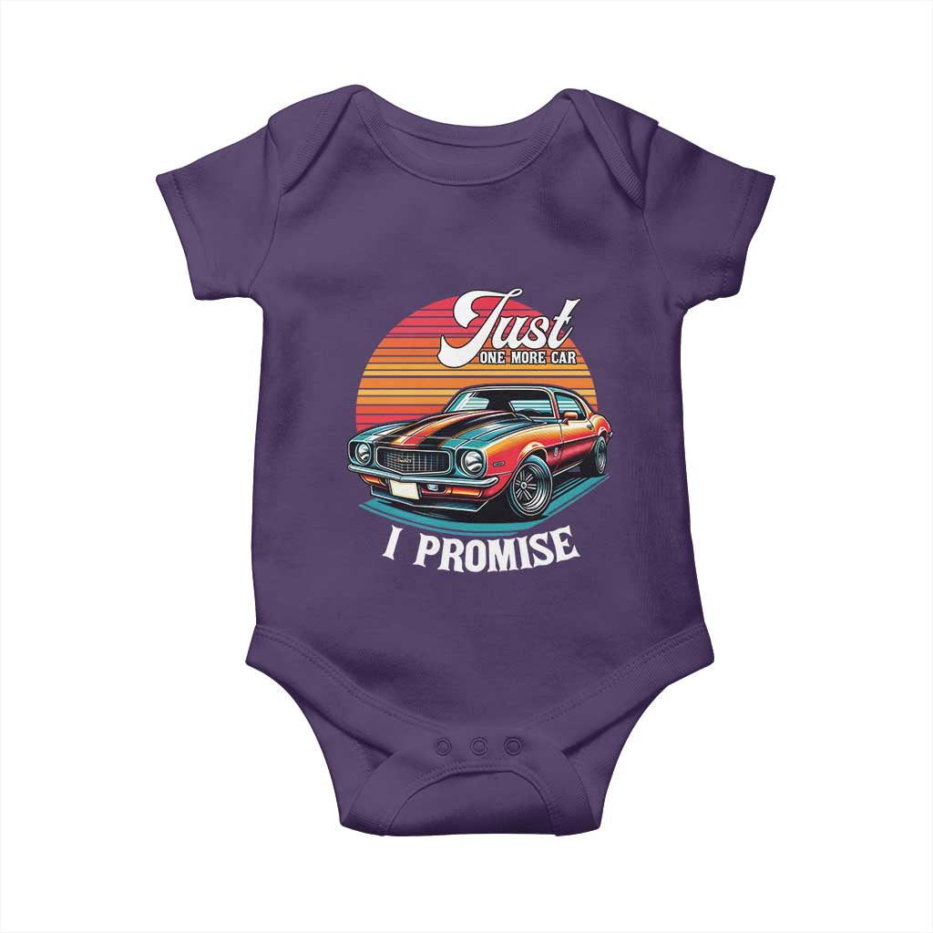 Funny Car Enthusiast Baby Onesie Just One More Car I Promise TS14 Purple Print Your Wear