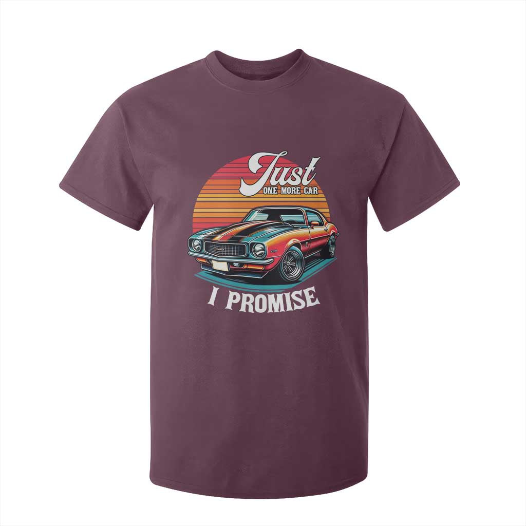 Funny Car Enthusiast T Shirt For Kid Just One More Car I Promise TS14 Maroon Print Your Wear