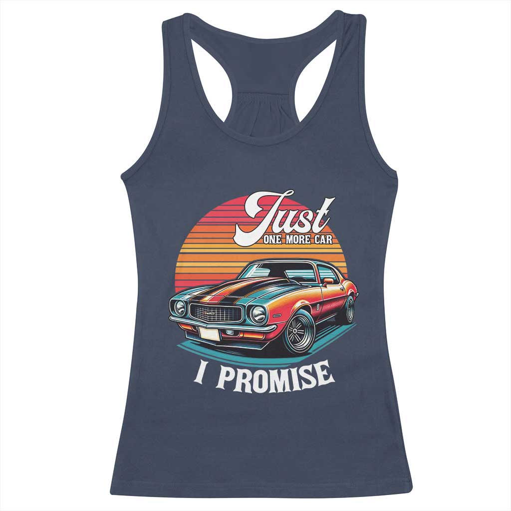 Funny Car Enthusiast Racerback Tank Top Just One More Car I Promise TS14 Navy Print Your Wear