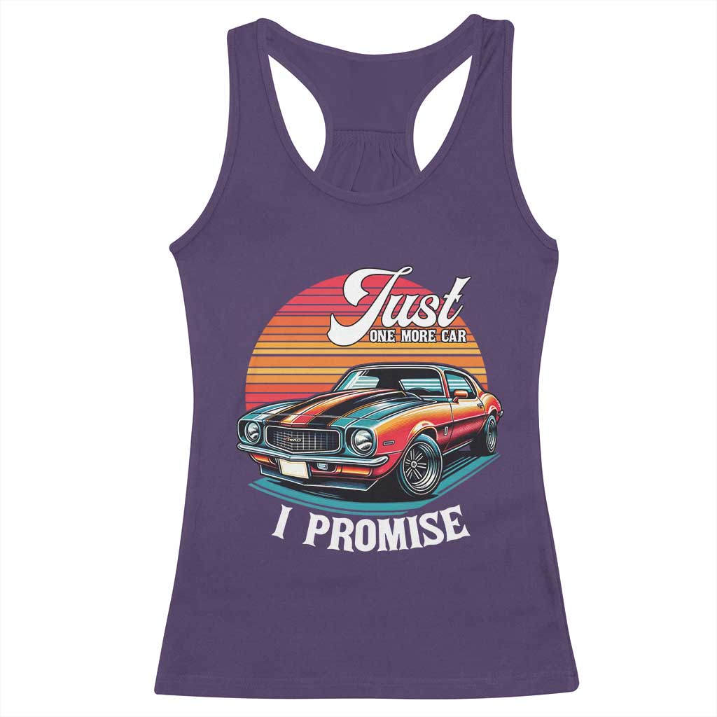 Funny Car Enthusiast Racerback Tank Top Just One More Car I Promise TS14 Purple Print Your Wear
