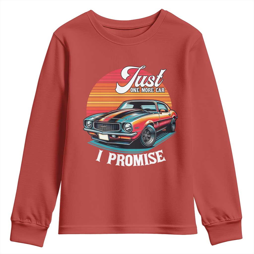 Funny Car Enthusiast Youth Sweatshirt Just One More Car I Promise TS14 Red Print Your Wear