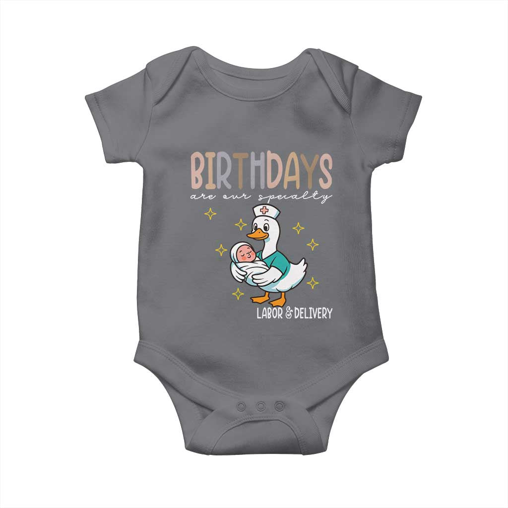 Labor And Delivery Nurse Baby Onesie Birthdays Are Our Specialty TS14 Charcoal Print Your Wear