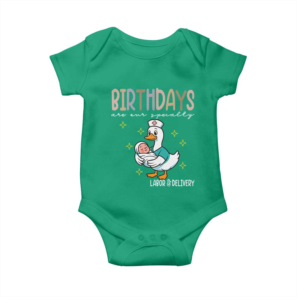 Labor And Delivery Nurse Baby Onesie Birthdays Are Our Specialty TS14 Irish Green Print Your Wear