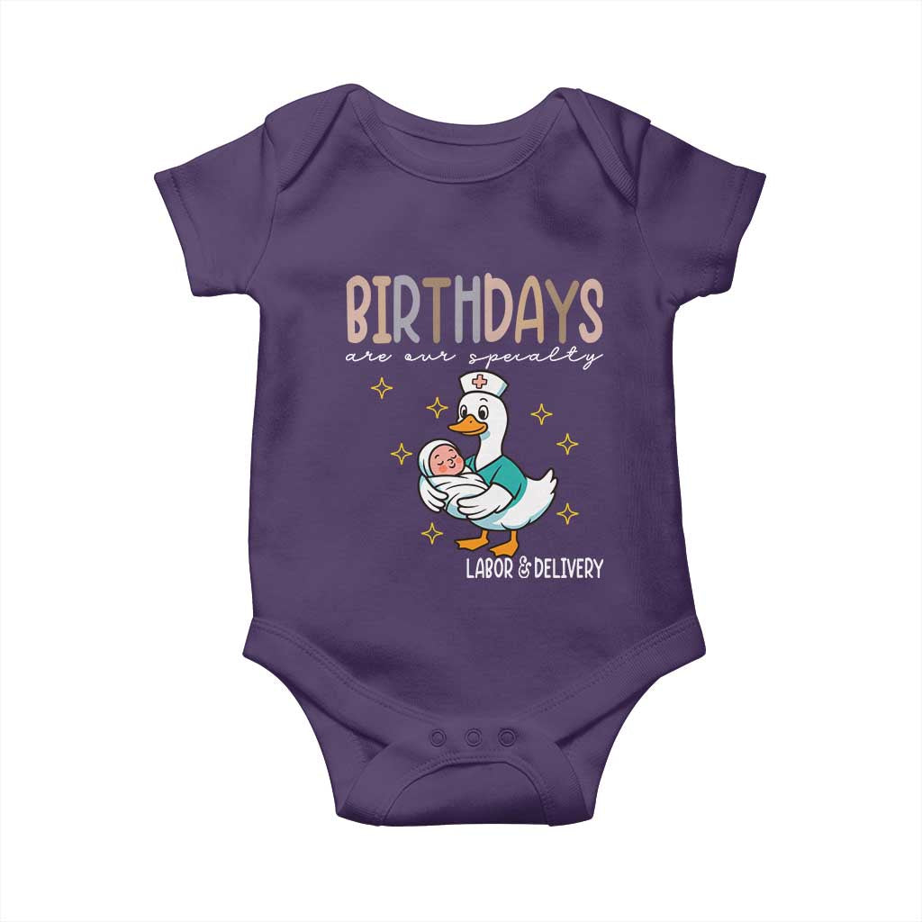 Labor And Delivery Nurse Baby Onesie Birthdays Are Our Specialty TS14 Purple Print Your Wear