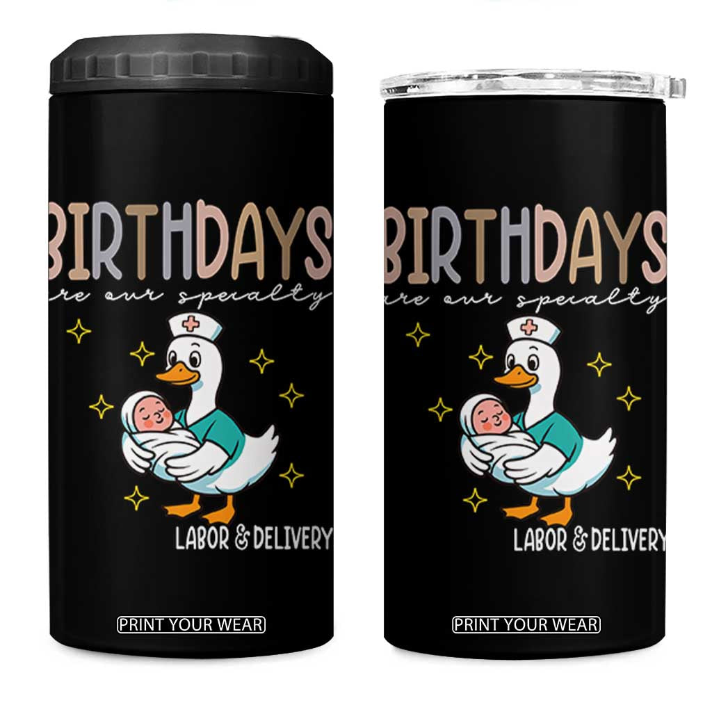 Labor And Delivery Nurse 4 in 1 Can Cooler Tumbler Birthdays Are Our Specialty TS14 One Size: 16 oz Black Print Your Wear
