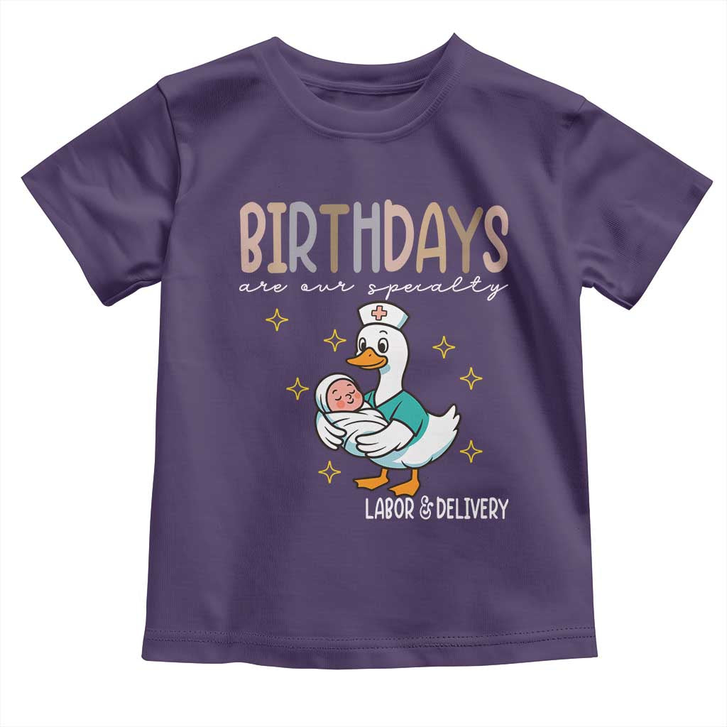 Labor And Delivery Nurse Toddler T Shirt Birthdays Are Our Specialty TS14 Purple Print Your Wear