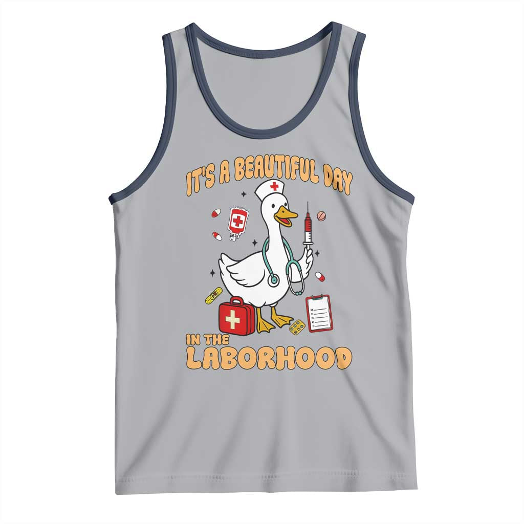 Goose ER Nurse Tank Top It Is A Beautiful Day In The Laborhood TS14 Athletic Heather Navy Print Your Wear