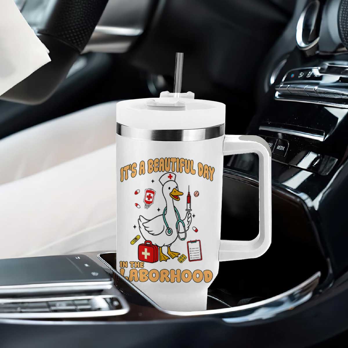 Goose ER Nurse Tumbler With Handle It Is A Beautiful Day In The Laborhood TS14 Print Your Wear