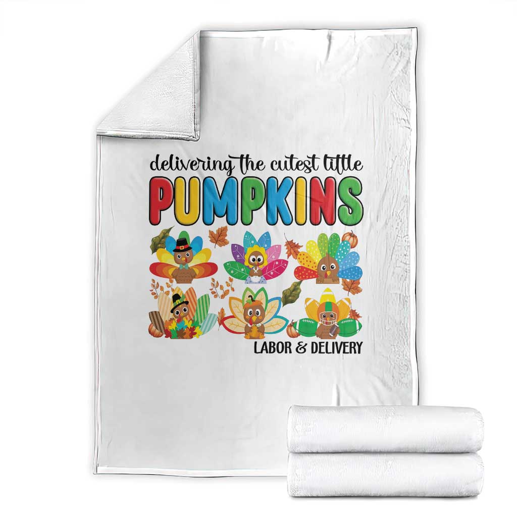 Thanksgiving Labor And Delivery Nurse Throw Blanket Cutest Turkeys TS14 White Print Your Wear