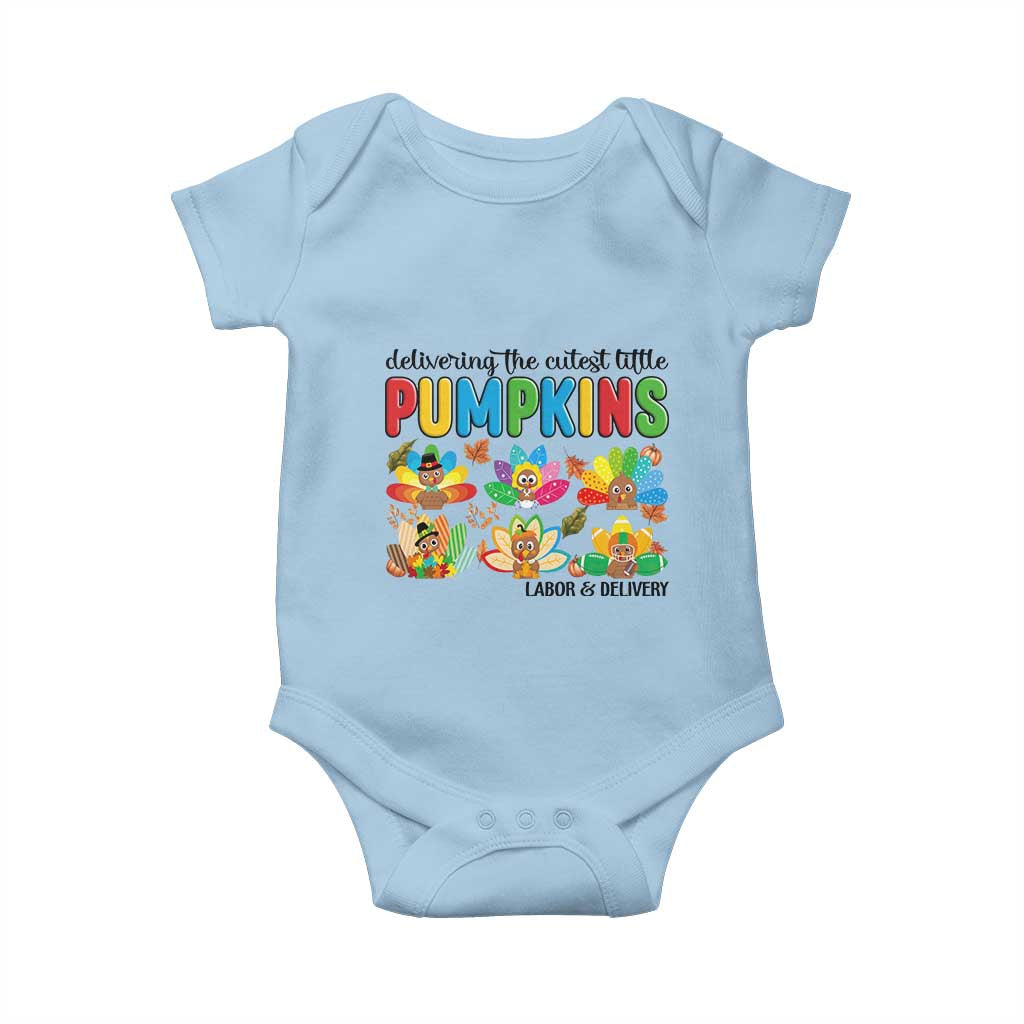 Thanksgiving Labor And Delivery Nurse Baby Onesie Cutest Turkeys TS14 Light Blue Print Your Wear