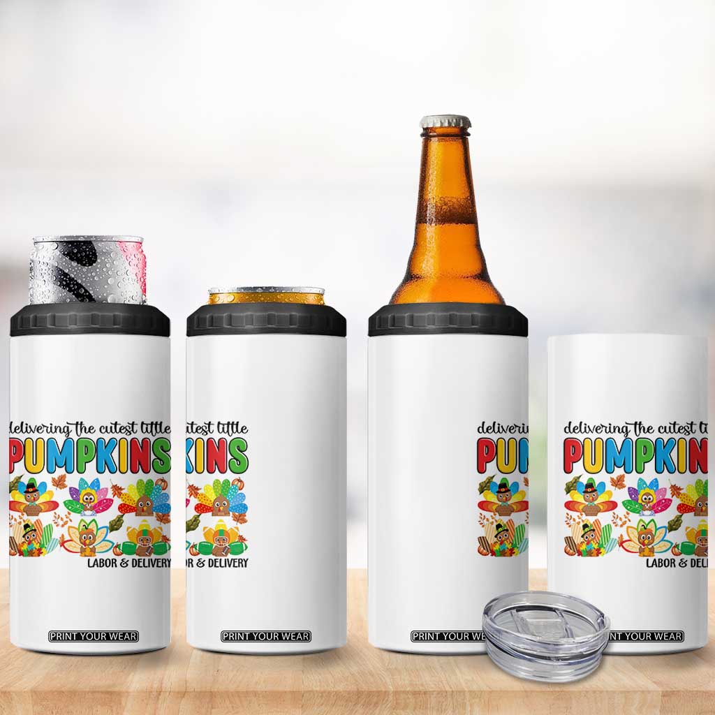 Thanksgiving Labor And Delivery Nurse 4 in 1 Can Cooler Tumbler Cutest Turkeys TS14 Print Your Wear