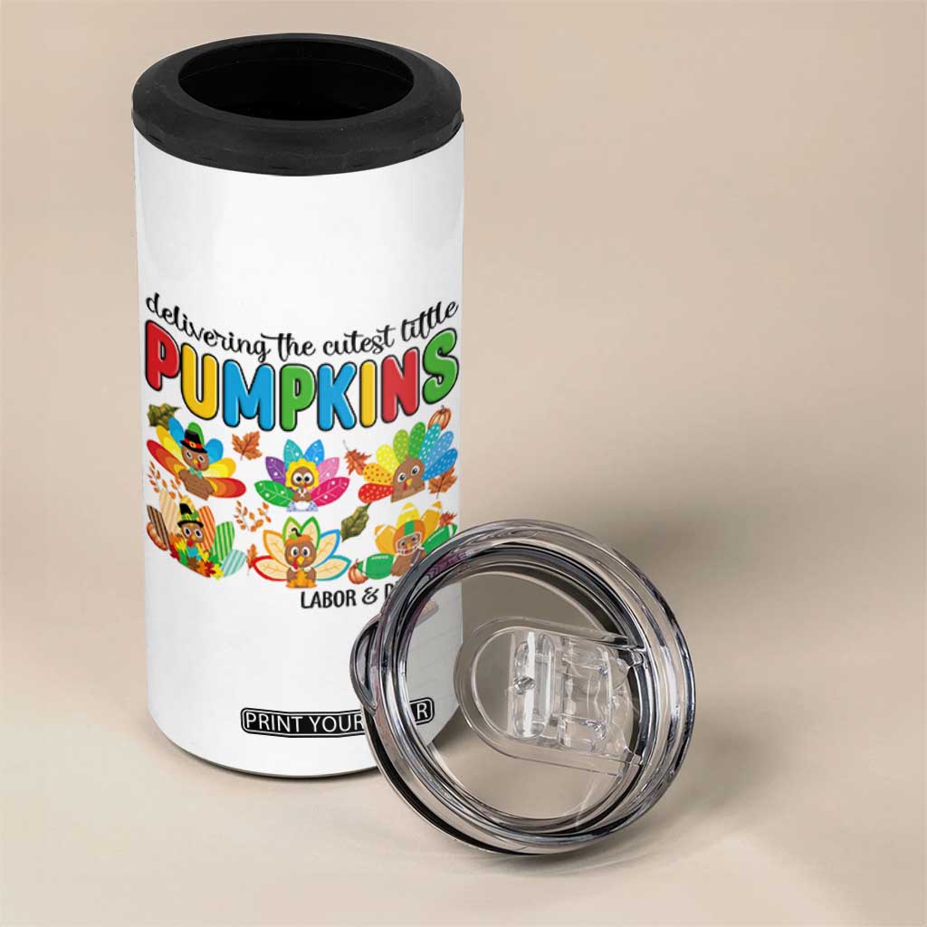 Thanksgiving Labor And Delivery Nurse 4 in 1 Can Cooler Tumbler Cutest Turkeys TS14 Print Your Wear