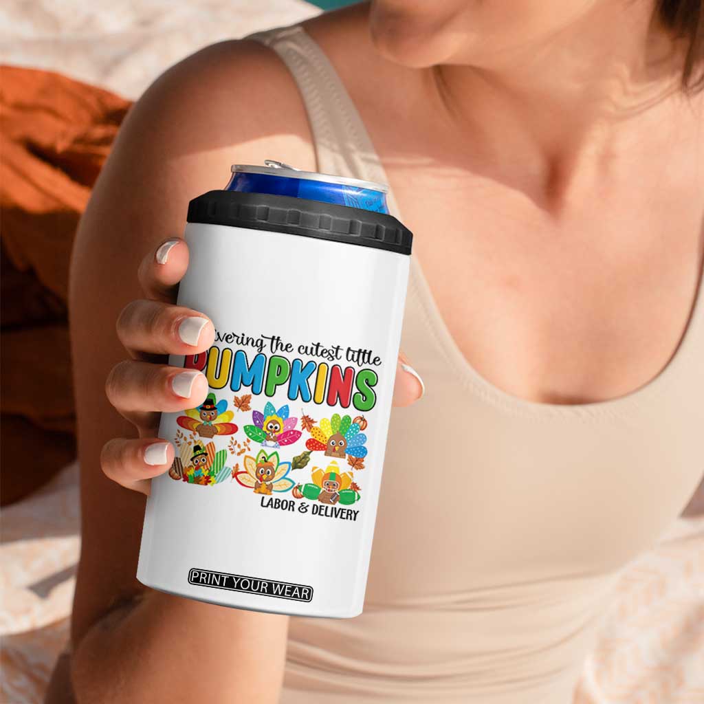 Thanksgiving Labor And Delivery Nurse 4 in 1 Can Cooler Tumbler Cutest Turkeys TS14 Print Your Wear