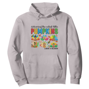 Thanksgiving Labor And Delivery Nurse Hoodie Cutest Turkeys TS14 Ice Gray Print Your Wear