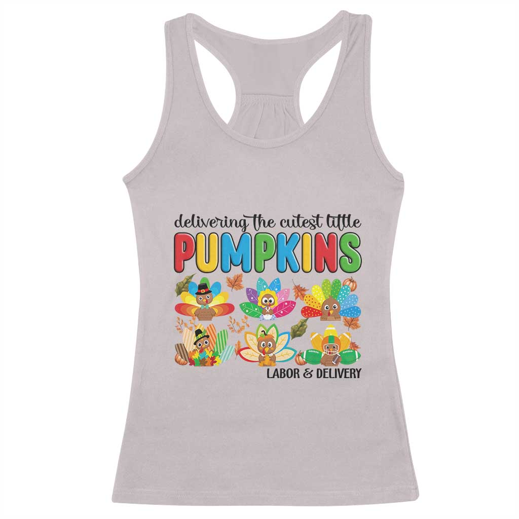 Thanksgiving Labor And Delivery Nurse Racerback Tank Top Cutest Turkeys TS14 Ice Gray Print Your Wear