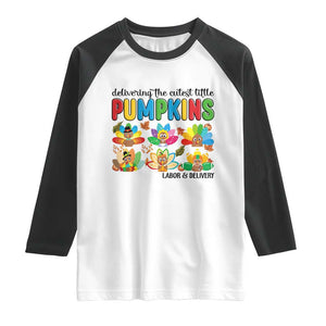 Thanksgiving Labor And Delivery Nurse Raglan Shirt Cutest Turkeys TS14 White Black Print Your Wear