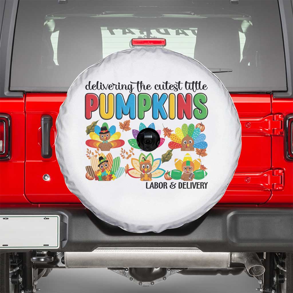 Thanksgiving Labor And Delivery Nurse Spare Tire Cover Cutest Turkeys TS14 White Print Your Wear