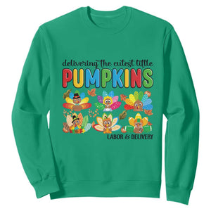 Thanksgiving Labor And Delivery Nurse Sweatshirt Cutest Turkeys TS14 Irish Green Print Your Wear