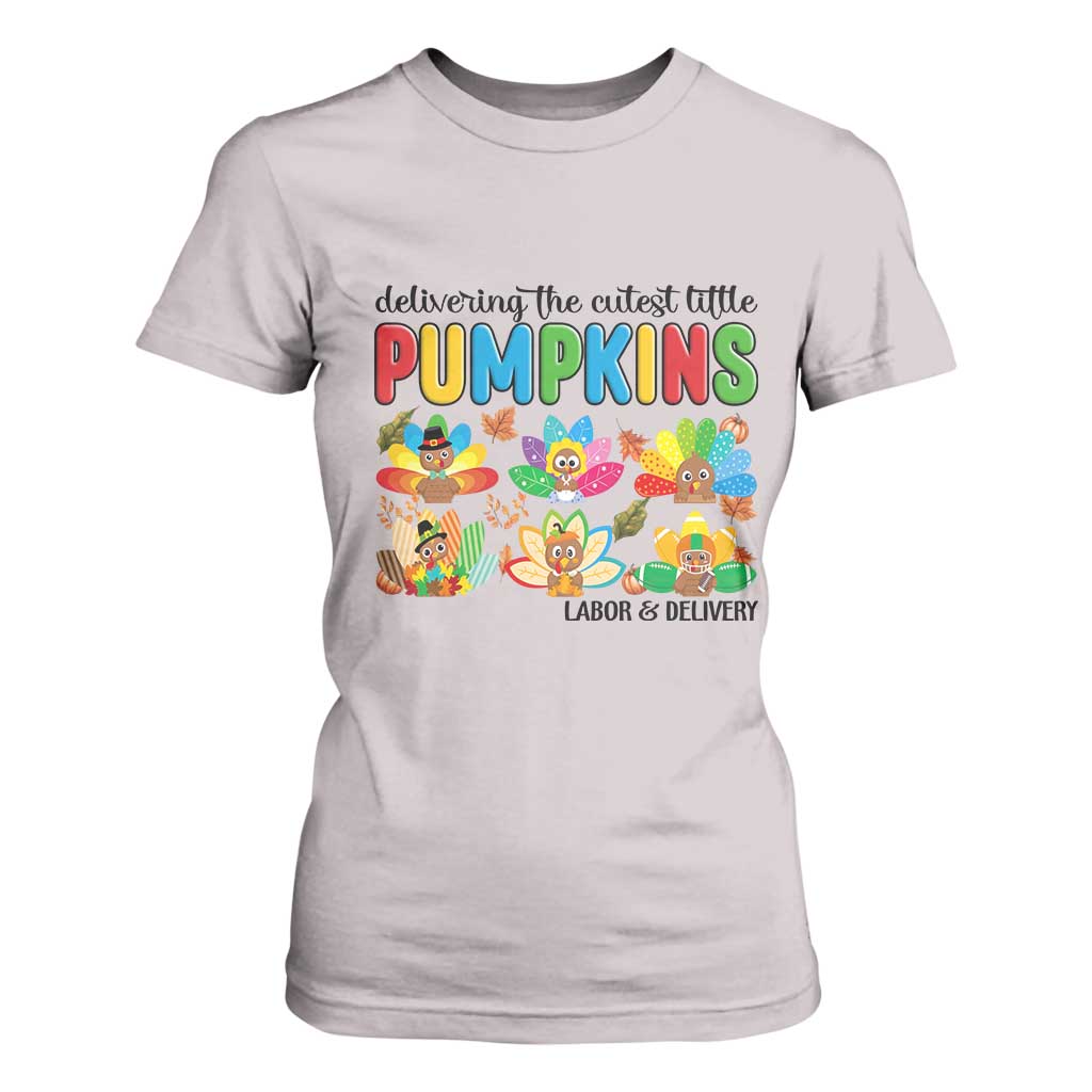 Thanksgiving Labor And Delivery Nurse T Shirt For Women Cutest Turkeys TS14 Ice Gray Print Your Wear