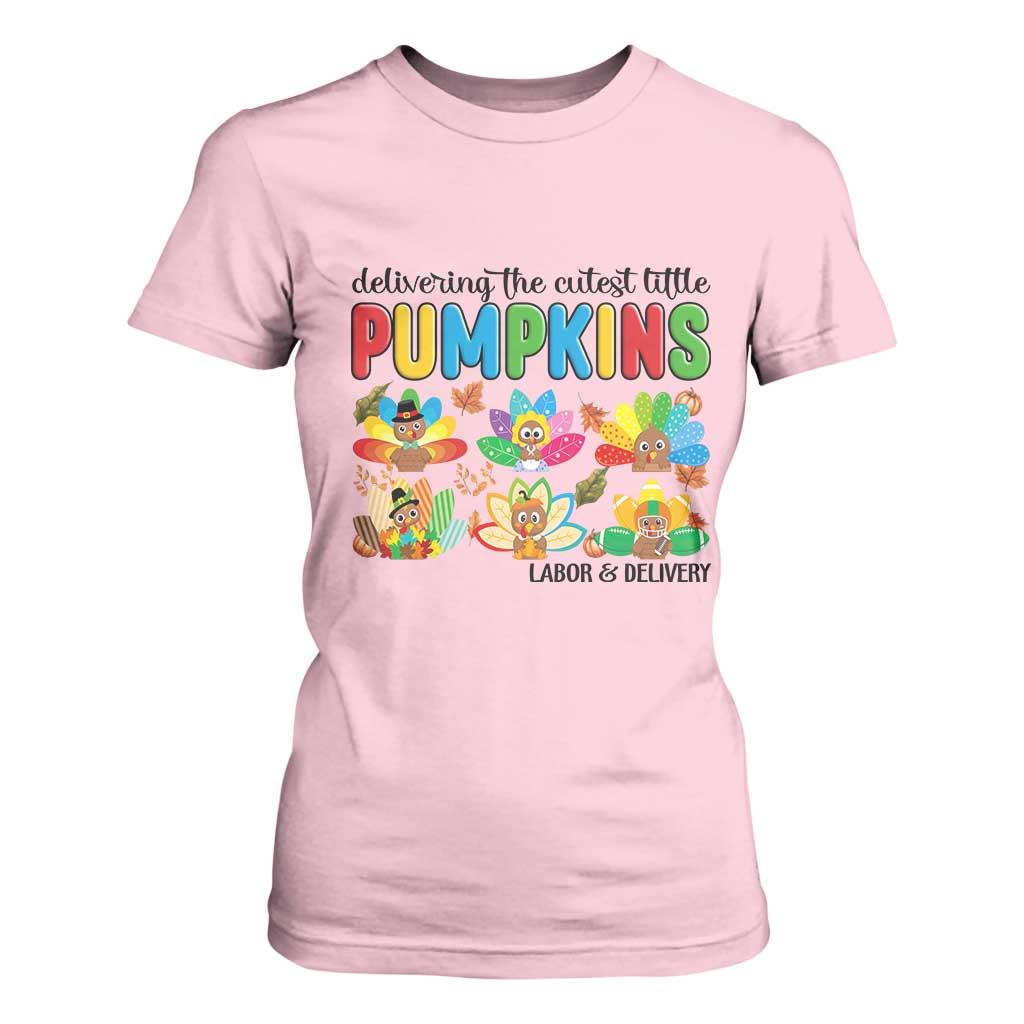 Thanksgiving Labor And Delivery Nurse T Shirt For Women Cutest Turkeys TS14 Light Pink Print Your Wear