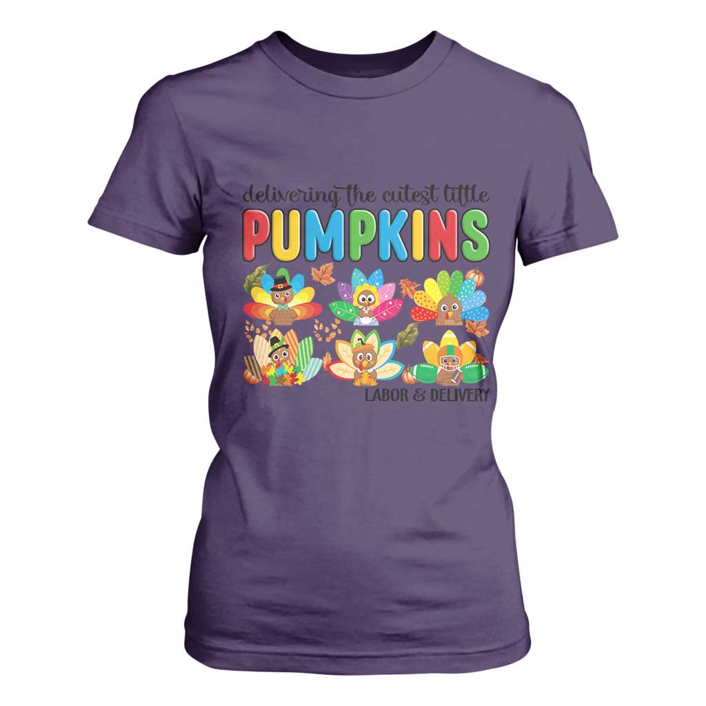 Thanksgiving Labor And Delivery Nurse T Shirt For Women Cutest Turkeys TS14 Purple Print Your Wear