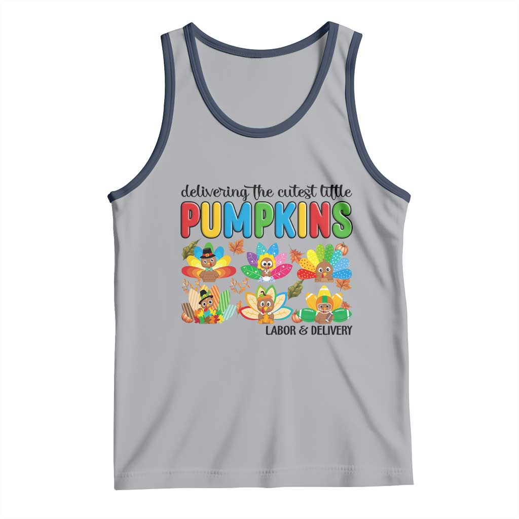 Thanksgiving Labor And Delivery Nurse Tank Top Cutest Turkeys TS14 Athletic Heather Navy Print Your Wear