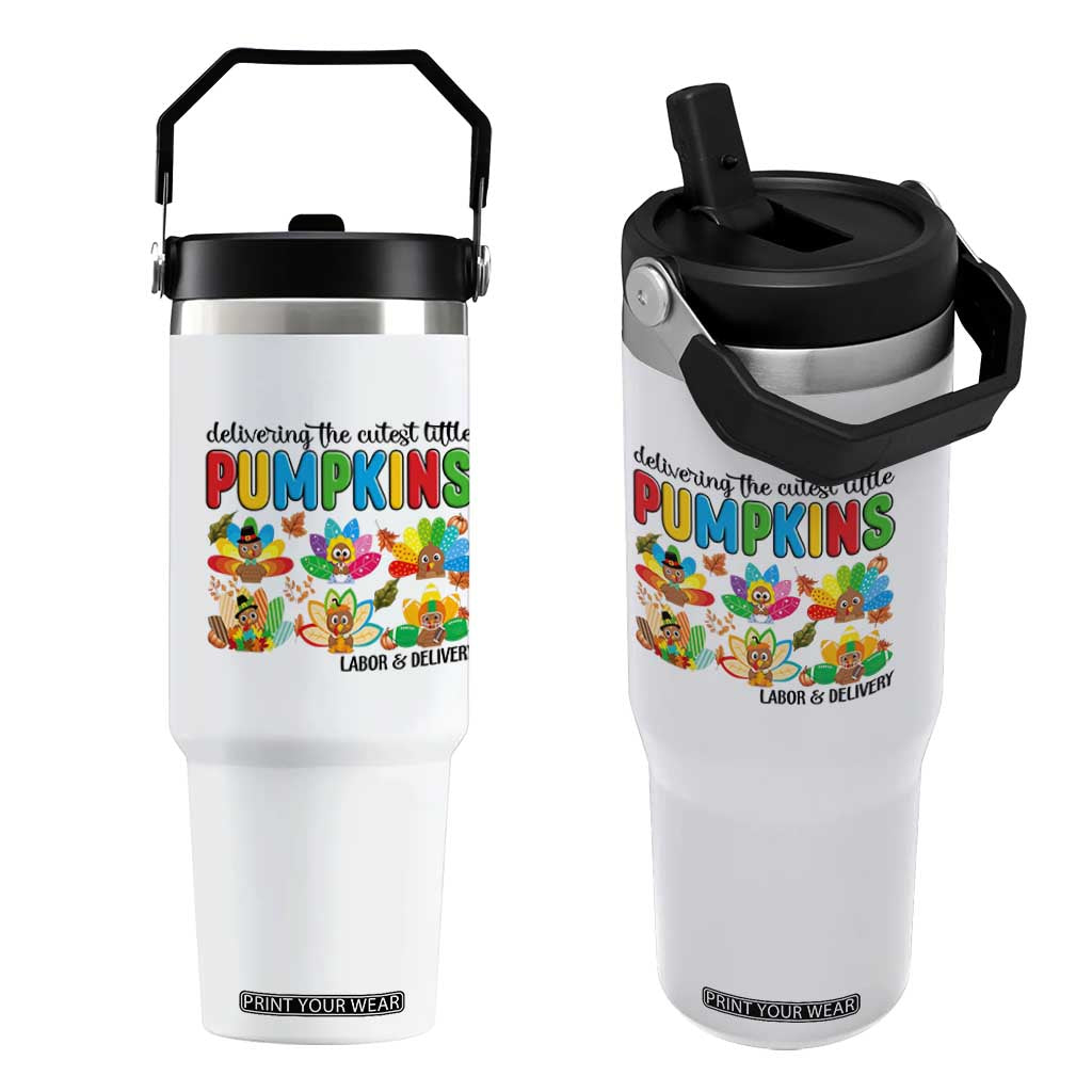 Thanksgiving Labor And Delivery Nurse Flip Straw Tumbler Cutest Turkeys TS14 One Size: 30 oz White Print Your Wear