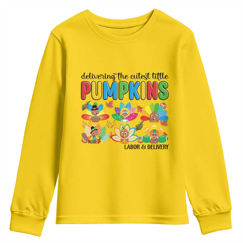 Thanksgiving Labor And Delivery Nurse Youth Sweatshirt Cutest Turkeys TS14 Daisy Print Your Wear