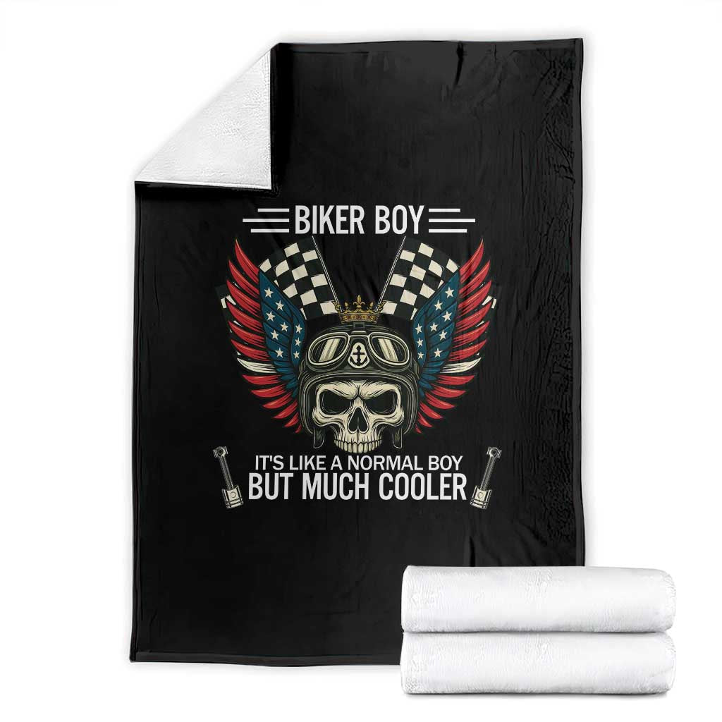 Skull Biker American Flag Motorcycle Biker Son Throw Blanket TS14 Black Print Your Wear