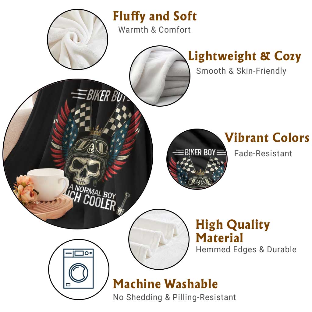 Skull Biker American Flag Motorcycle Biker Son Throw Blanket TS14 Print Your Wear