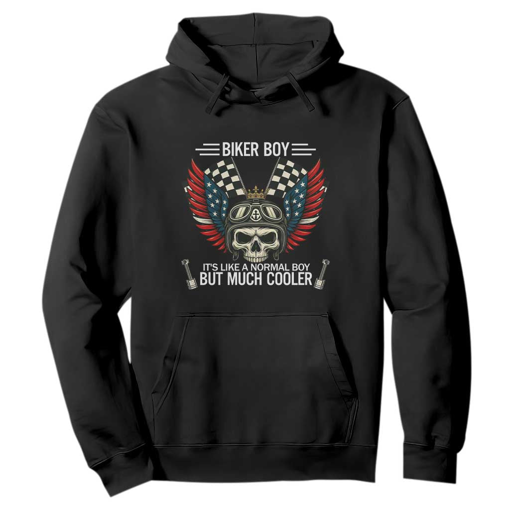 Skull Biker American Flag Motorcycle Biker Son Hoodie TS14 Black Print Your Wear