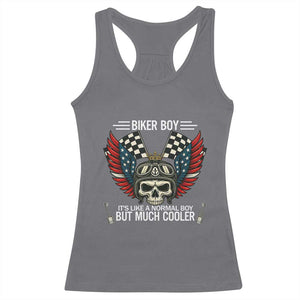 Skull Biker American Flag Motorcycle Biker Son Racerback Tank Top TS14 Charcoal Print Your Wear