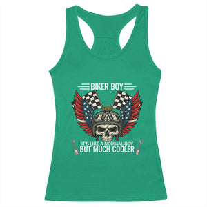 Skull Biker American Flag Motorcycle Biker Son Racerback Tank Top TS14 Irish Green Print Your Wear