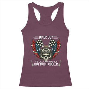 Skull Biker American Flag Motorcycle Biker Son Racerback Tank Top TS14 Maroon Print Your Wear