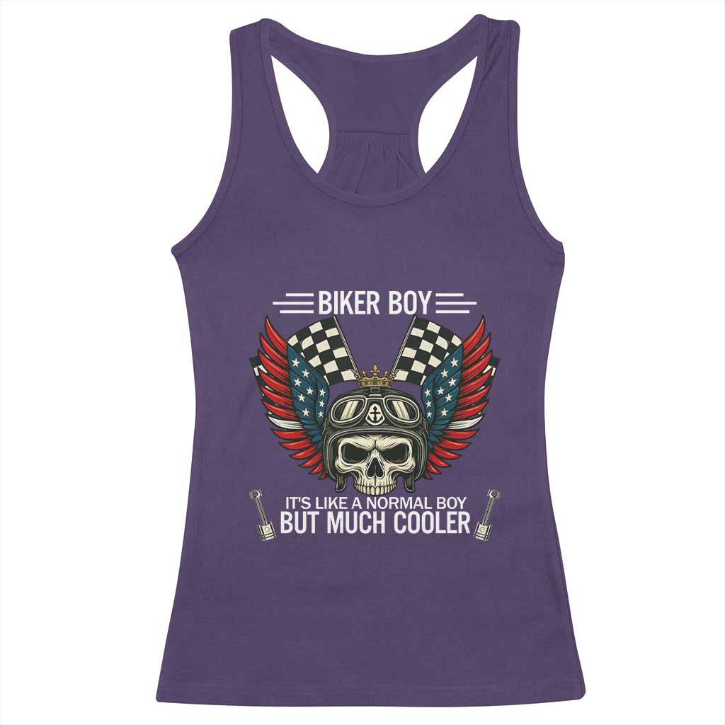 Skull Biker American Flag Motorcycle Biker Son Racerback Tank Top TS14 Purple Print Your Wear
