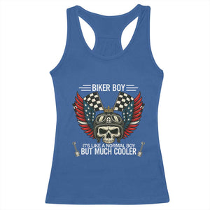 Skull Biker American Flag Motorcycle Biker Son Racerback Tank Top TS14 Royal Blue Print Your Wear