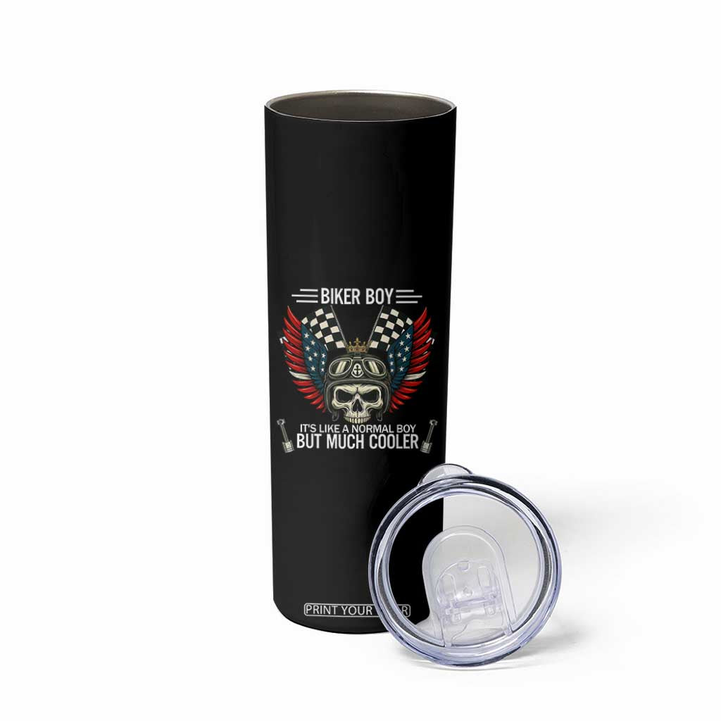 Skull Biker American Flag Motorcycle Biker Son Skinny Tumbler TS14 Print Your Wear