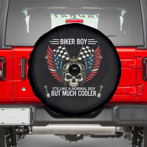 Skull Biker American Flag Motorcycle Biker Son Spare Tire Cover TS14 Black Print Your Wear