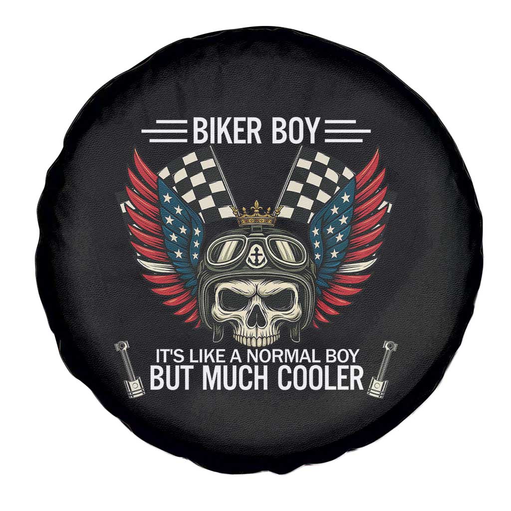 Skull Biker American Flag Motorcycle Biker Son Spare Tire Cover TS14 Print Your Wear