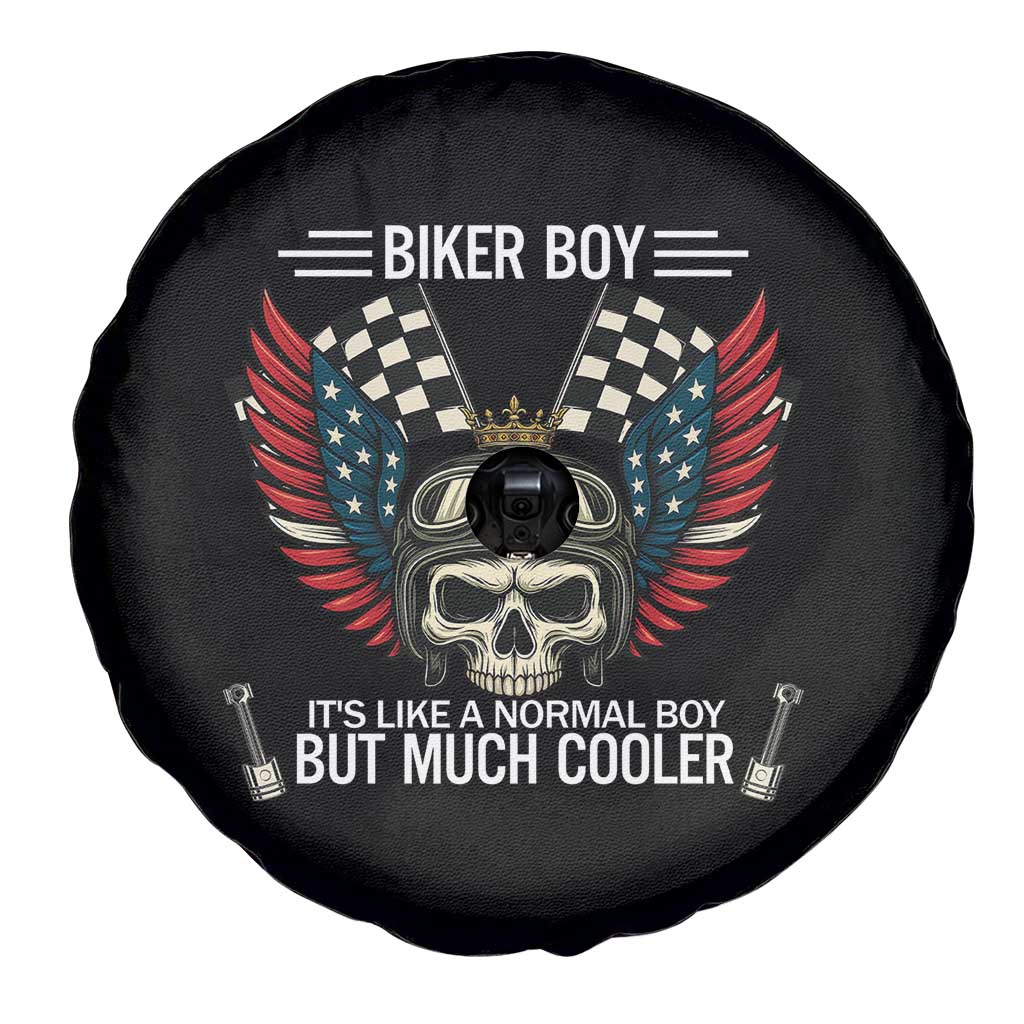 Skull Biker American Flag Motorcycle Biker Son Spare Tire Cover TS14 Print Your Wear