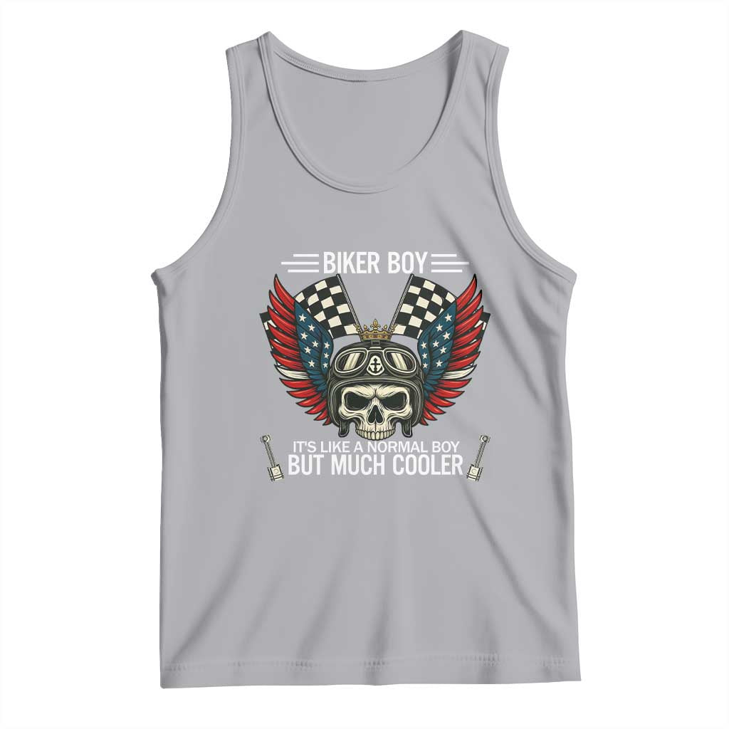 Skull Biker American Flag Motorcycle Biker Son Tank Top TS14 Athletic Heather Print Your Wear
