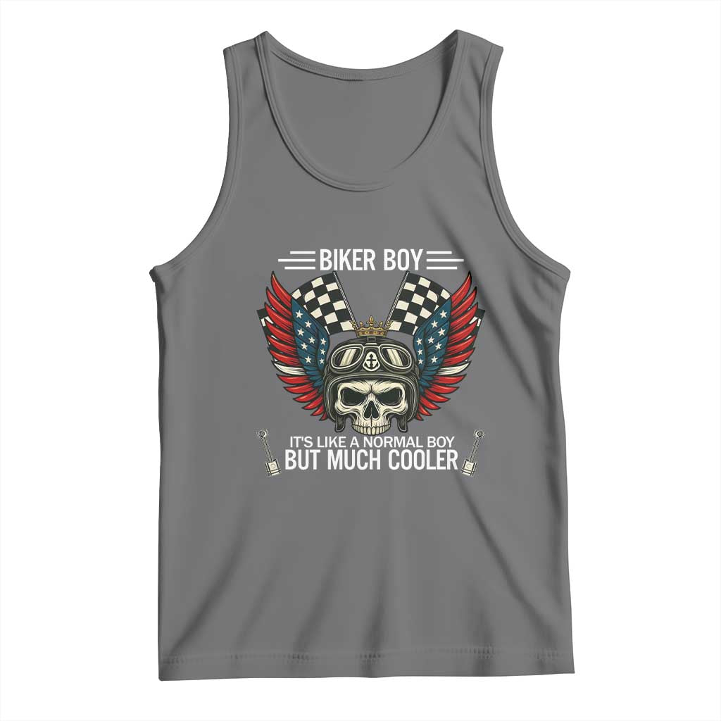 Skull Biker American Flag Motorcycle Biker Son Tank Top TS14 Black Heather Print Your Wear