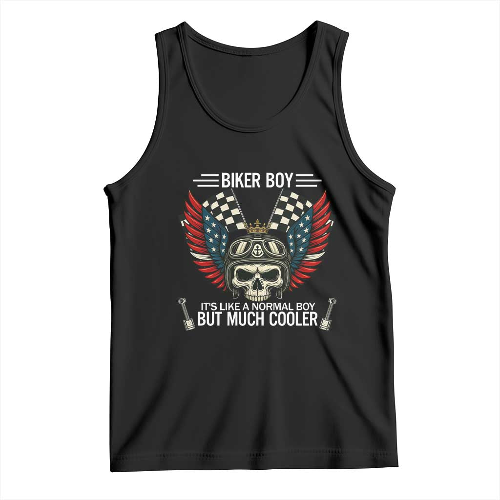 Skull Biker American Flag Motorcycle Biker Son Tank Top TS14 Black Print Your Wear