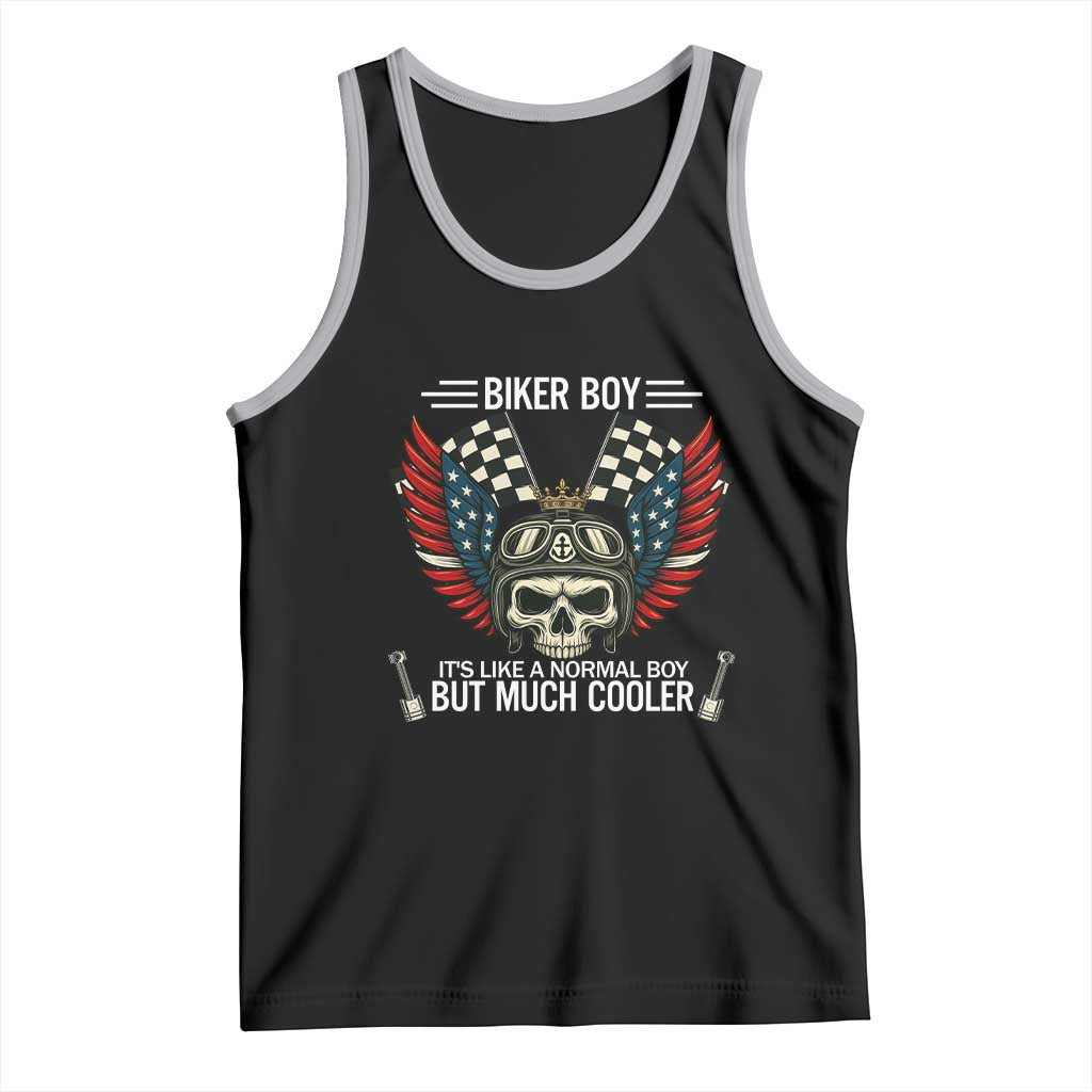 Skull Biker American Flag Motorcycle Biker Son Tank Top TS14 Black Athletic Heather Print Your Wear